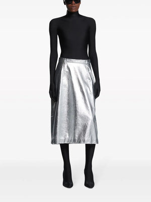 metallic-effect lamb skin skirt