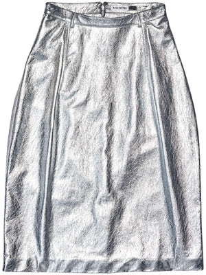 metallic-effect lamb skin skirt