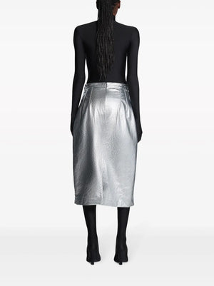 metallic-effect lamb skin skirt