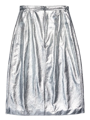 metallic-effect lamb skin skirt