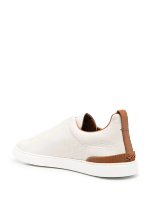 Zegna Triple Stitch low-top sneakers light beige/caramel brown