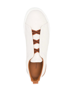 Zegna Triple Stitch low-top sneakers light beige/caramel brown