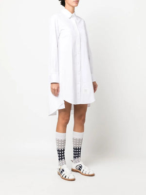 pleat-detail cotton shirtdress