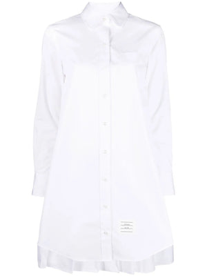 pleat-detail cotton shirtdress