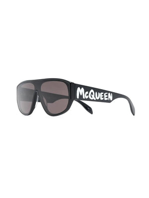 Graffiti-print square-frame sunglasses