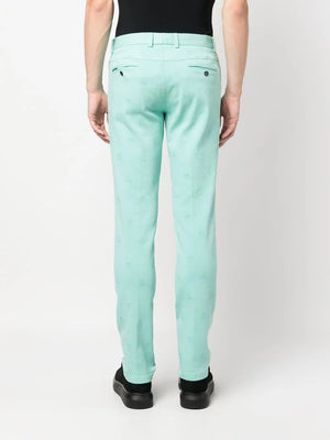skull embroidery straight-leg trousers