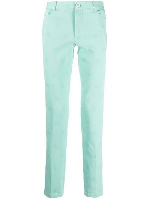skull embroidery straight-leg trousers