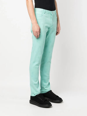 skull embroidery straight-leg trousers