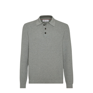 Honeycomb Stitch Rib Knit Polo Shirt
