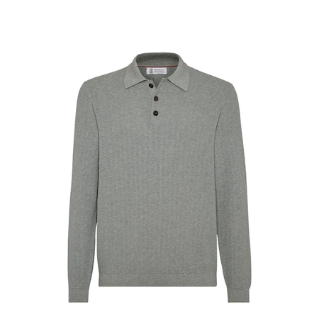 Honeycomb Stitch Rib Knit Polo Shirt