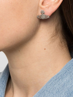crystal-embellished logo stud earring