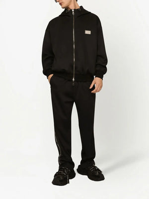 logo-plaque reversible hooded jacket