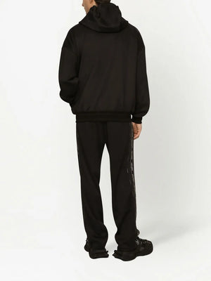 logo-plaque reversible hooded jacket