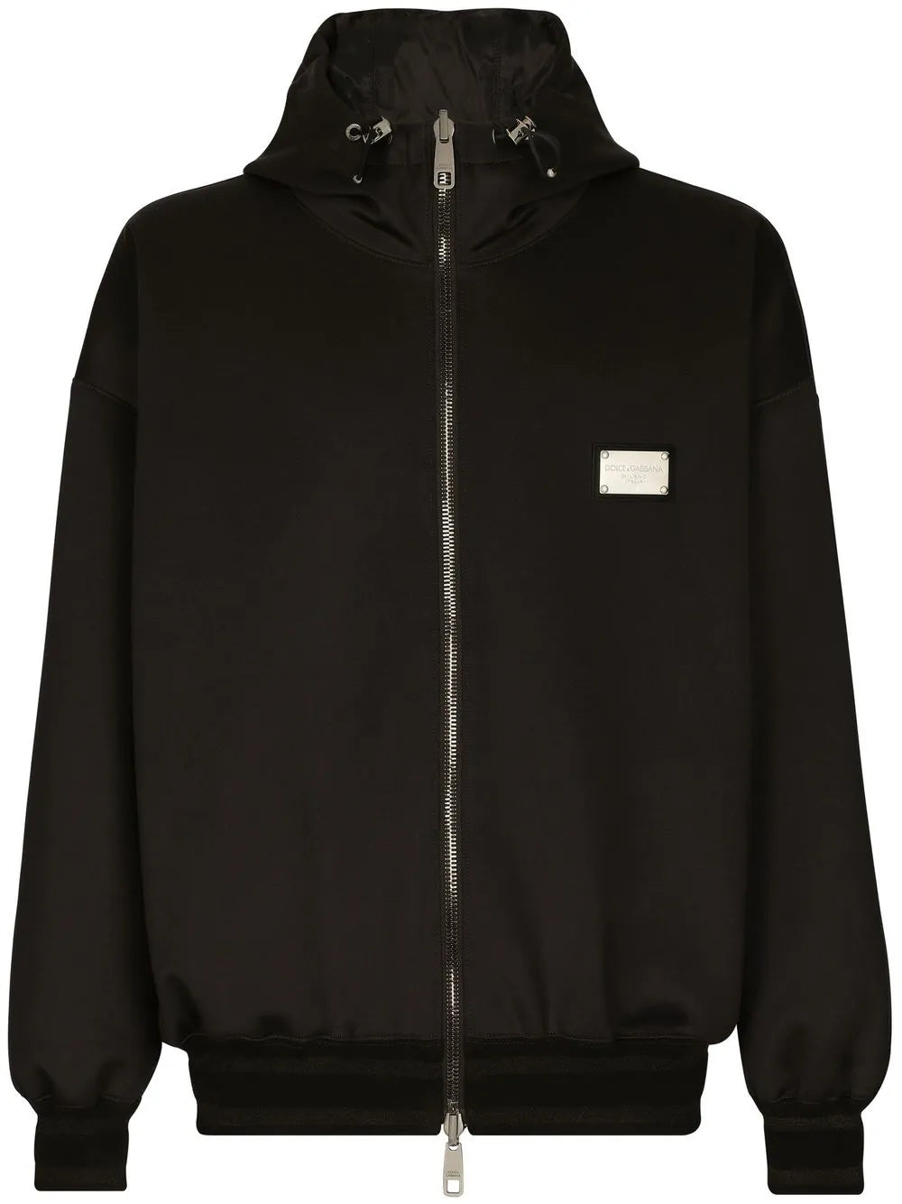 logo-plaque reversible hooded jacket