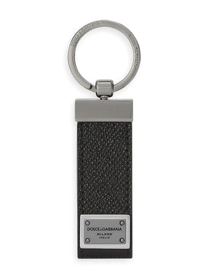 logo-tag leather keyring