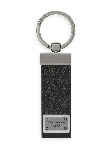 logo-tag leather keyring