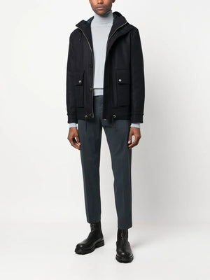 feather-detail chino trousers