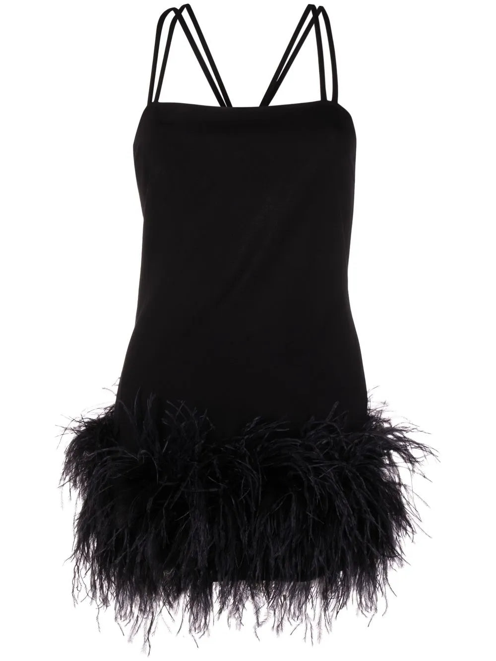 feather-trim mini dress