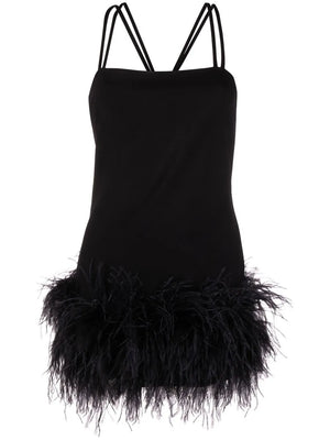 feather-trim mini dress
