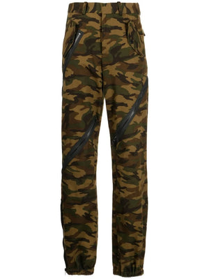 camouflage zip-detail trousers