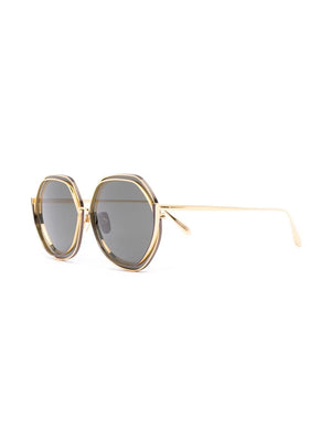 rounded hexagonal-frame sunglasses