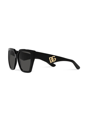 square-frame logo-arm sunglasses