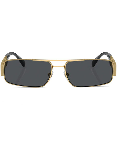 Greca-detail rectangle-frame sunglasses