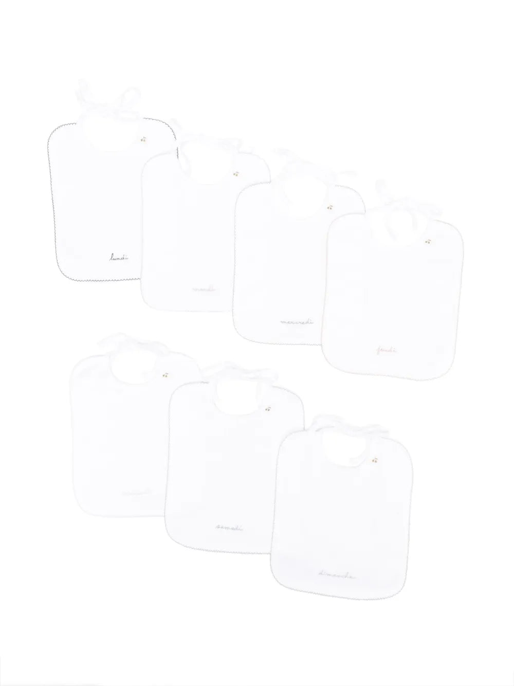 seven-pack embroidered-motif cotton bibs