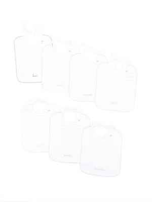 seven-pack embroidered-motif cotton bibs