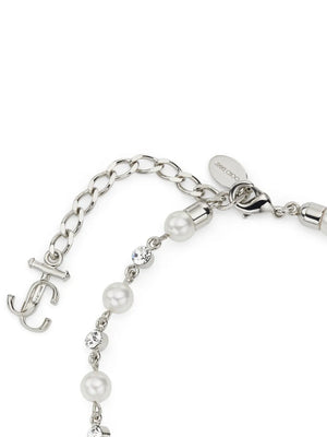 logo-charm pearl-detail anklet