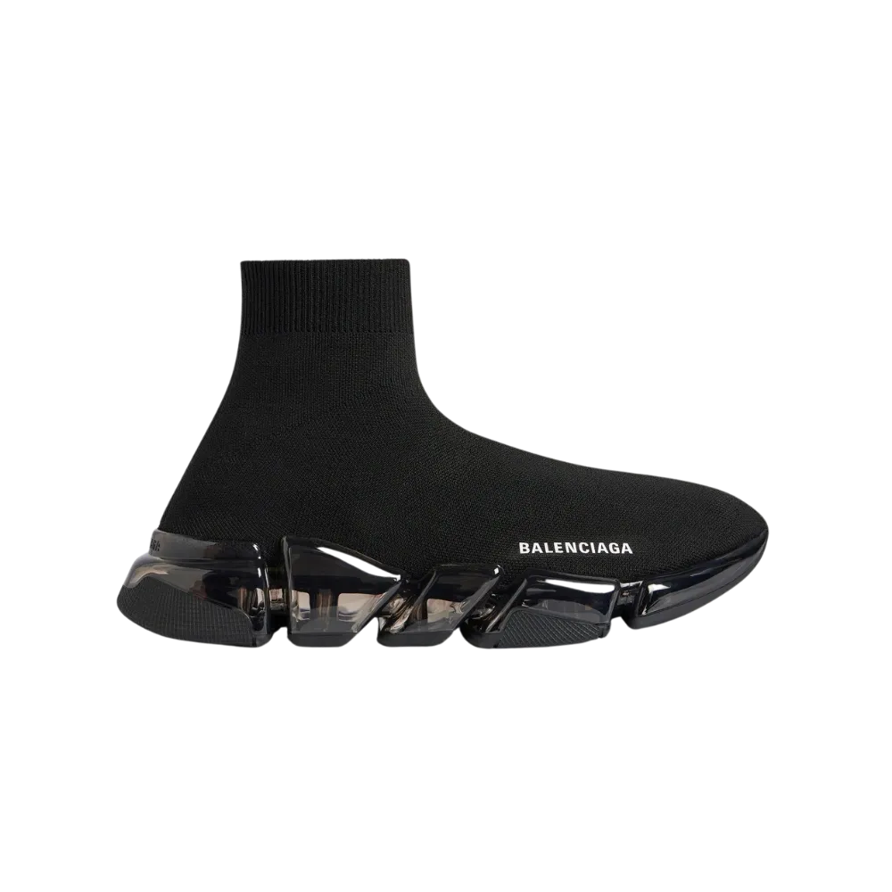 Balenciaga Speed 2.0 Full Clear Sole Recycled Knit Sneaker In Black