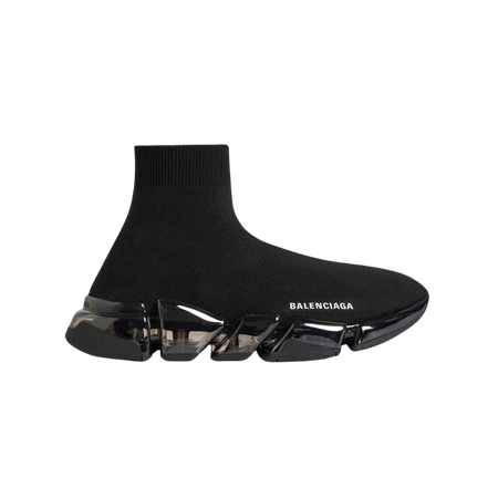 Balenciaga Speed 2.0 Full Clear Sole Recycled Knit Sneaker In Black