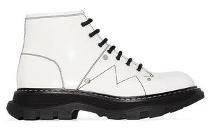 Alexander Mcqueen Tread Slick Lace Up Boot Ivory Black (Women'S)