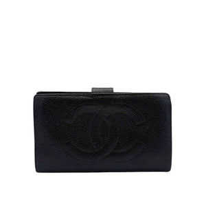 CS067 - CHANEL Vintage Black Caviar Leather Long Wallet