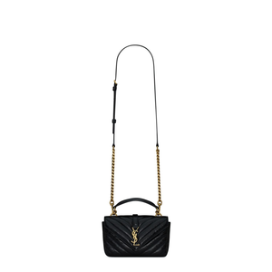College Mini Leather Shoulder Bags - Black