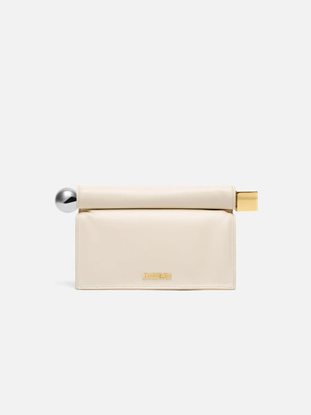 Jacquemus The Rond CarreClutch Nappa Leather Folded Clutch Light Ivory