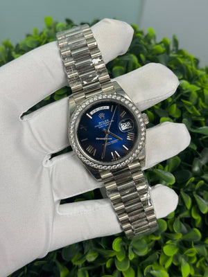 Rolex | Day-Date | 228349RBR | White gold | 40 x 48 mm | White gold | Blue | Automatic