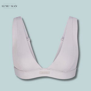 SKIMS Plunge-neck brand-patch recycled stretch-nylon bikini top