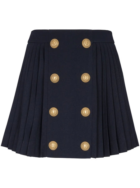 button-detail pleated miniskirt