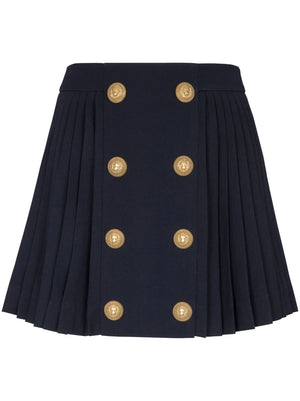 button-detail pleated miniskirt