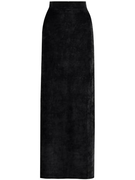 velvet-effect high-waisted skirt