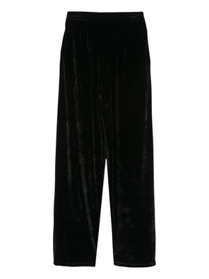 velvet-effect straight-leg trousers