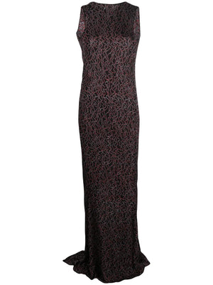 draped-detailing floor-length dress