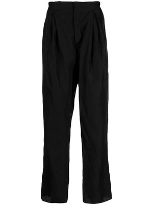 pleat-detail straight-leg trousers