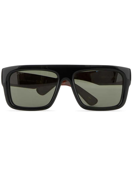 tortoiseshell-effect detail rectangle-frame sunglasses