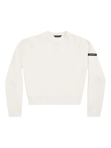 logo-patch stretch-wool jumper