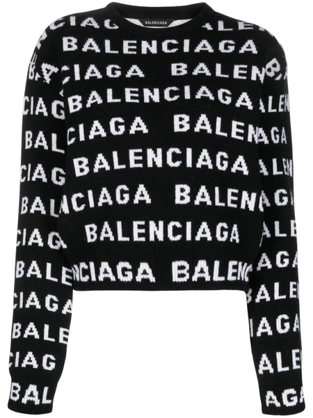 intarsia-logo crew-neck jumper