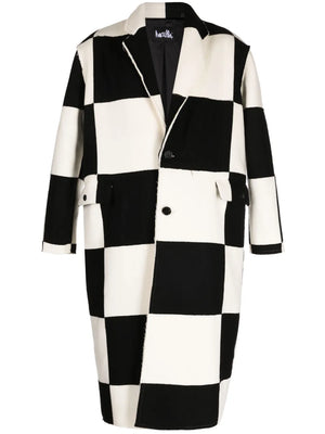 check-pattern wool coat