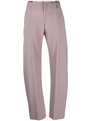 layered-waistband straight-leg trousers
