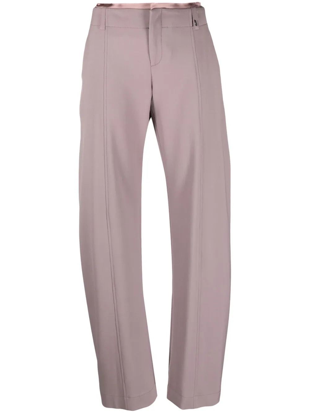 layered-waistband straight-leg trousers